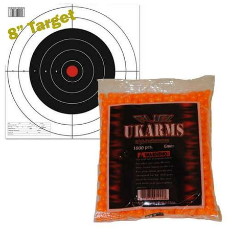 Soft Air Pistol Target - ORANGE 1,000 AIRSOFT BBs Pellets 6mm .12g BB For Pistol Gun Rifle AMMO + Target