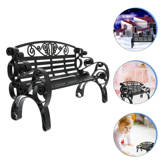 HONITANO 2Pcs Miniature Bench for Dolls in .8x5.5x3.5in Plastic Rattan Material for Collectors