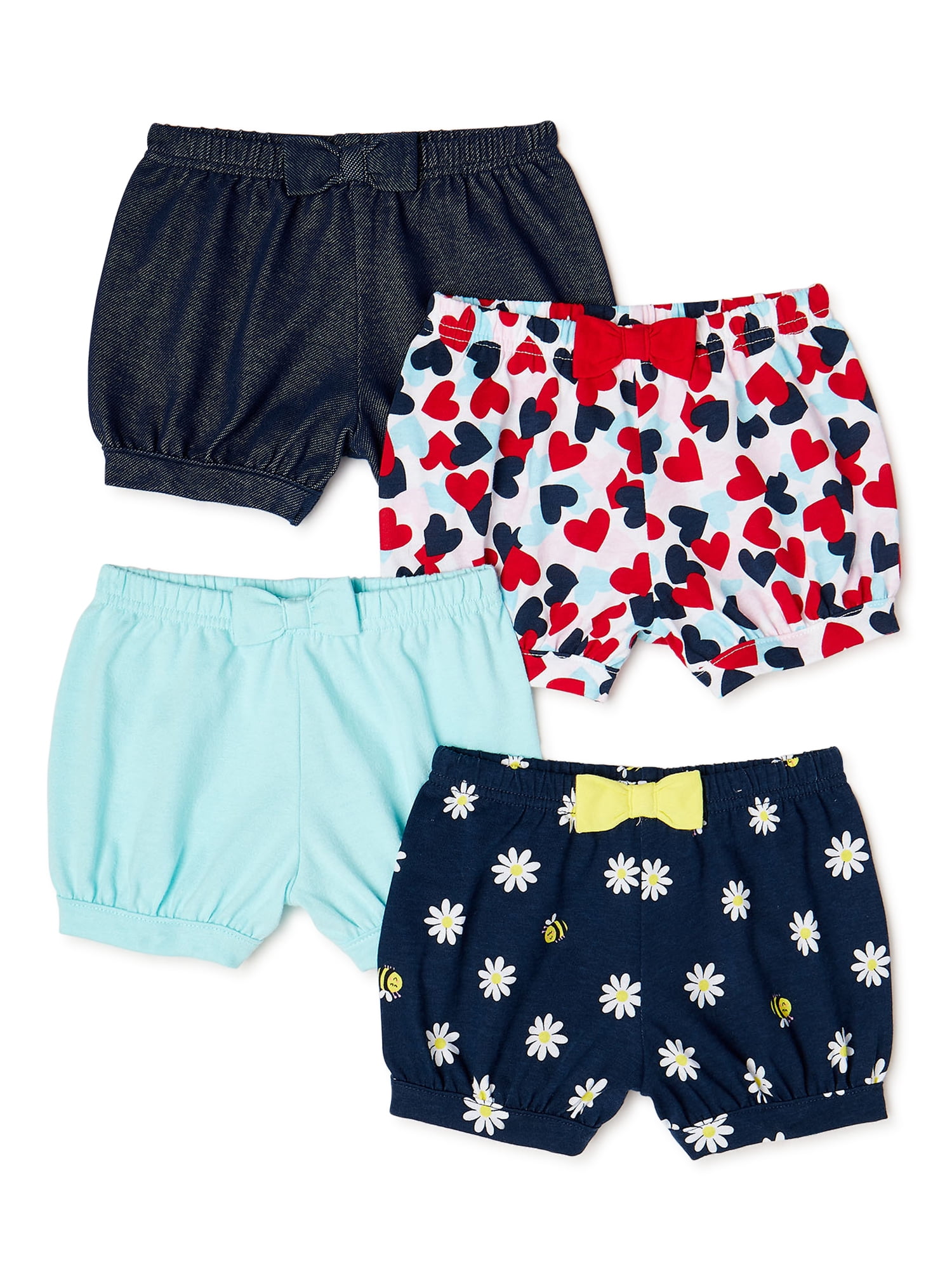 Garanimals Baby Girl Bubble Shorts, 4-Pack