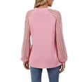 thumbnail image 3 of TEMOFON Womens sweater Tops Long Sleeve tunic shirts Business crew neck Blouses 2024 Casual Lace Work Shirts Fall Clothes pink, 3 of 4