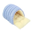 thumbnail image 3 of Cama para gatos, cueva gruesa para mascotas, suave, cómoda y acogedora. Cuadrícula azul, 3 of 8