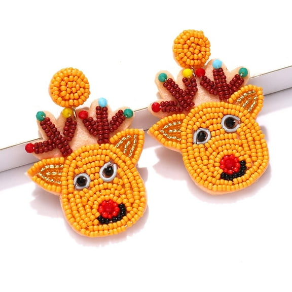 Christmas Earrings Beaded Xmas Bow Earring For Women Handmade Red Holiday Bow Op Dangle Earrings Festive Jewelry Gifts[Z1905]