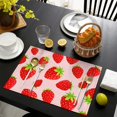 thumbnail image 3 of I Love Strawberries Placemats Set of 6, Flax Linen Wrinkle Free Heat Resistant Table Mats with Fresh Red Berry Design for Sweet Summer Dining Style, 3 of 5
