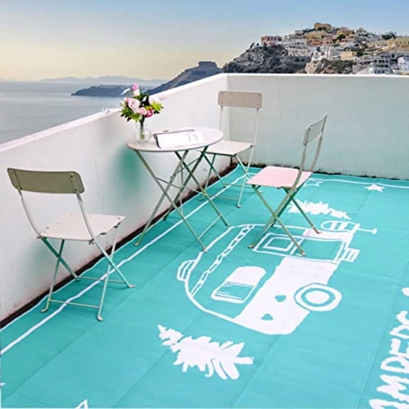 RVGUARD RV Outdoor Rugs Reversible Patio Mat 9 x 18 Feet Waterproof Camping Rugs for Indoor/Outdoor Patio RV Picnic Beach Backyard Deck-Campers Gonna CampGreen