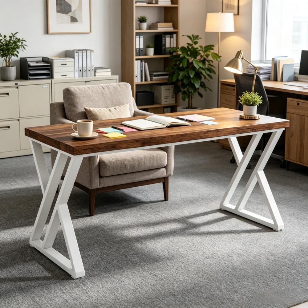 Modern Office Desk, Simple Writing Computer Desk, Sturdy Frame Workstation Table, Multifunctional Study Laptop Desk for Home Office Bedroom Workplace
