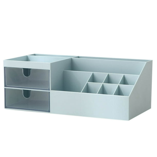 Caja organizadora de cosméticos, cajón para maquillaje, soporte para labiales de escritorio, estante para cosméticos de tocador, organizador de belleza de plástico con múltiples compartimentos para