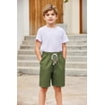thumbnail image 3 of Arshiner Boys Linen Shorts with Elastic Waist Breathable Summer Beach Shorts for Kids, 3 of 6