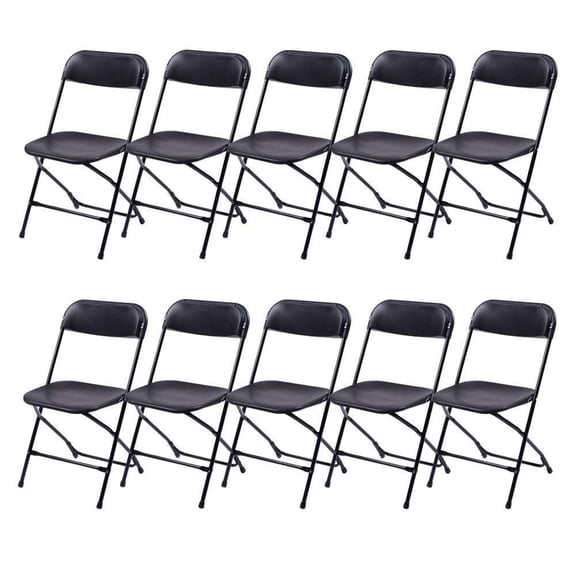 10 Pack Plastic Commercial Folding Chairs Stackable Picnic Party Black Home