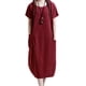 thumbnail image 4 of Vestido suelto ocasional de la vendimia del verano del bolsillo de la manga del cortocircuito d MABOTO Vestido, 4 of 7