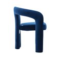 thumbnail image 5 of Velvet Upholstered Accent Chair with M Shaped Back, Contemporary Barrel Dining Chair with Wood Frame, Side Armchair for Living Room Kitchen Bedroom, Navy, 5 of 8