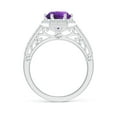 thumbnail image 2 of ANGARA Natural Round 1.7 ct Amethyst Hexagonal Halo Ring with Filigree in 14K White Gold for Women (Size-8mm) | February Birthstone, Anniversary, Jewelry Gift for Women | Natural Amethyst Ring, 2 of 8