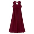thumbnail image 4 of iEFiEL Girls Chiffon Bridesmaid Dress High Waist Floral Lace Shoulder Straps Birthday Party Dress Burgundy 10, 4 of 7