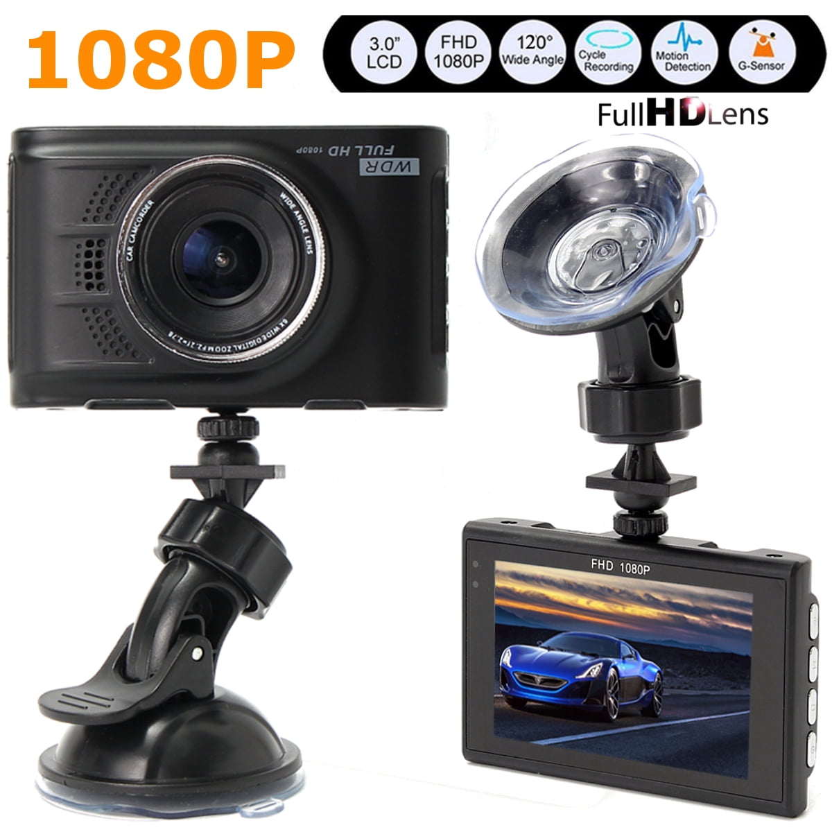 3.0/" Vehicle 1080P Car Dashboard DVR Camera Video Recorder Dash Cam GPS
