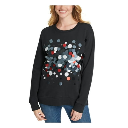 DKNY Womens Cotton Paillettes Sweatshirt