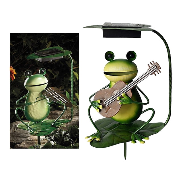Luces Solares para Jardín Al Aire Libre: Decoración de Estaca de Rana de Músico, Resistente Al Agua, Luz LED Decorativa para para Patio, Césped Rana con Guitarra shamjiam Luces de estaca de camino