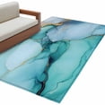 thumbnail image 2 of Teal Marble Runner Rug 2.7x5 FT, Non Slip Entryway Carpet, Contemporary Ink Painted Abstract Art Washable Soft Floor Carpet Entrance Mat Non-Shedding Throw Rug for Hallway Laundry Room Bedside, 2 of 9