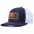 thumbnail image 4 of Vergiac American Flag Letter Leather Patch Trucker Hat, Men Adjustable Breathable Mesh Baseball Cap for Outdoor Travel Daily Outfits, 4 of 6