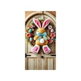 thumbnail image 2 of Corona de conejito de Pascua de primavera, decoración colgante para puerta de conejo rosa y marrón, pancarta de bienvenida navideña, fondo para decoración de puerta de Pascua, fotografía de huevos de, 2 of 9