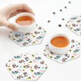 thumbnail image 6 of Bingfone Vintage happy new year Raccoon Leather Drinks Coasters with Set of 6,Suitable for Home Kitchen,Coffee Cup Coasters Home Gift, 6 of 7