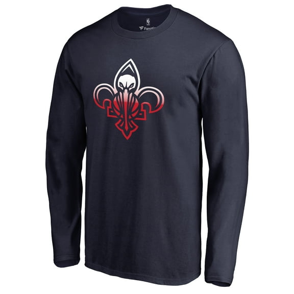 Men's Navy New Orleans Pelicans Gradient Logo Long Sleeve T-Shirt