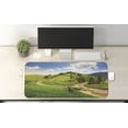 thumbnail image 2 of Landscape Computer Mouse Pad, Hillside Meadows Cloudy Sky Fence near the Road with Fir Trees on Both Sides, Rectangle Non-Slip Rubber Mousepad X-Large, 35" x 15" Gaming Size, Green Blue, by Ambesonne, 2 of 2