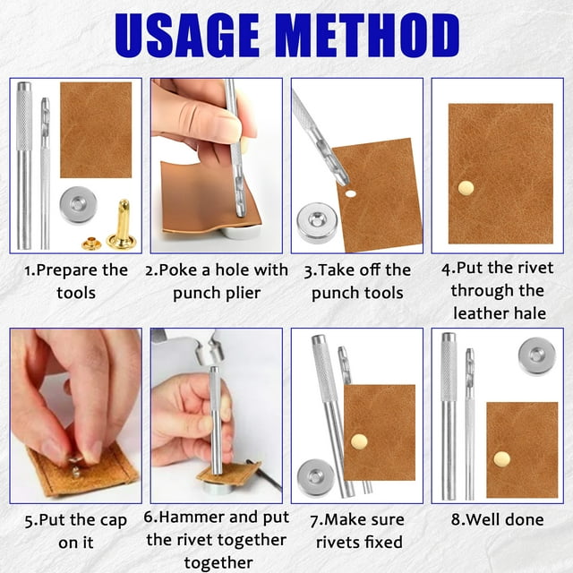 Langgg DIY Accessory Metal Double Cap Rivets For Leather Crafts Easy To Metal Double Cap Side Round Rivet
