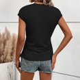 thumbnail image 3 of Comdrip Cap Sleeve T Shirts for Women, Womens Summer Cap Sleeve Tops Crewneck T Shirts Trendy Outfits Beach Vacation Clothes Fashion Blouses Tops for Women Trendy Black L, 3 of 8
