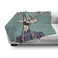 thumbnail image 2 of Hipster Soft Flannel Fleece Throw Blanket, Colorful Drawing of Anthropomorphic Deer with Sweater and Sunglasses on Stripes, Cozy Plush for Indoor and Outdoor Use, 50" x 70", Multicolor, by Ambesonne, 2 of 5