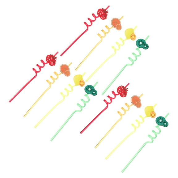 12 Pcs Spiral Straw Party Straws Supplies Drinking Decor Plastic Decorate Strawberry