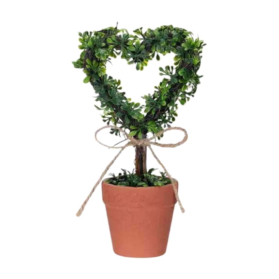 1 Pcs Heart Shaped Topiary with Planter Pot, Heart Valentines Day Decorations Topiary Artificial Hearts Topiary Outdoor Indoor Home Porch Anniversary Romantic Decor