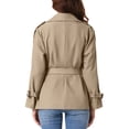 thumbnail image 3 of INSPIRE CHIC Trench Coat for Women's Long Sleeve Double Breasted Lapel Casual Fall Jacket Coats Outerwear with Belt XS Light Khaki, 3 of 6