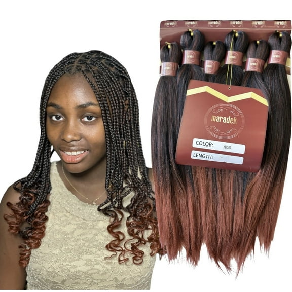 6X Pre-Stretched Professional Braiding Hair 100% Kanekalon Hot Water Setting Itch Free Ultra Yaki Ombre Tangle-free Mega Pack Synthetic Hair Extensions for Braids and Crochet
