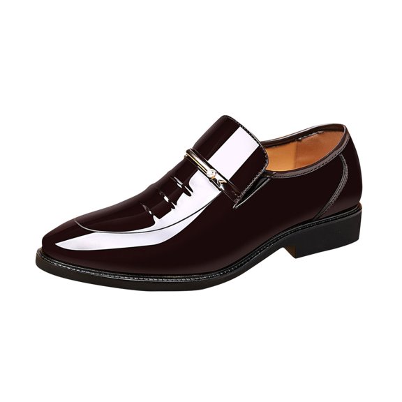 Gpaecead Men British Business Formal Dress Shoes Solid Color Soft Sole Faux Leather Summer Office Meeting Flats, Brown