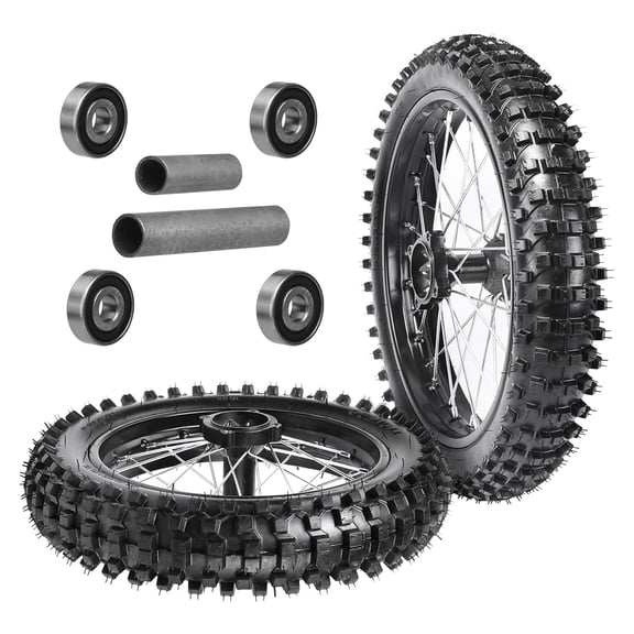 17" Front 14" Rear Dirt Bike Wheel Set – 70/100-17 & 90/100-14 Tire and Rim Assemby with Tubes, 12mm 6202RS Bearing & Axle Spacer Fits 110cc 125cc 140cc 150cc 160cc Pit Bike Apollo SSR Taotao Coolste