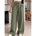 thumbnail image 6 of Women'S High Waist Slim Fit Draped Casual Tie Front Wide Leg Pants Army Green XXL, 6 of 9