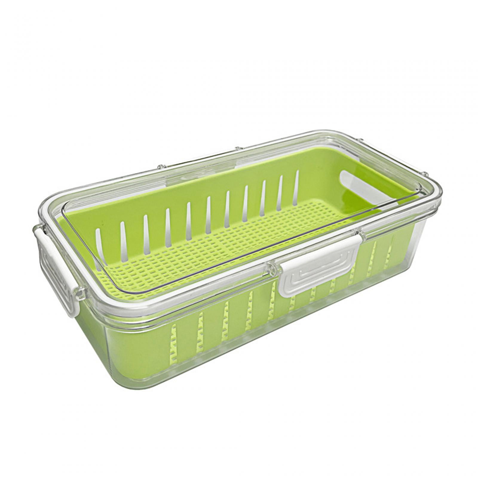 Fruit Storage Containers Airtight Food Containers with Lid with Removable Drain Colanders Produce Saver for Home Kicthen Food Green