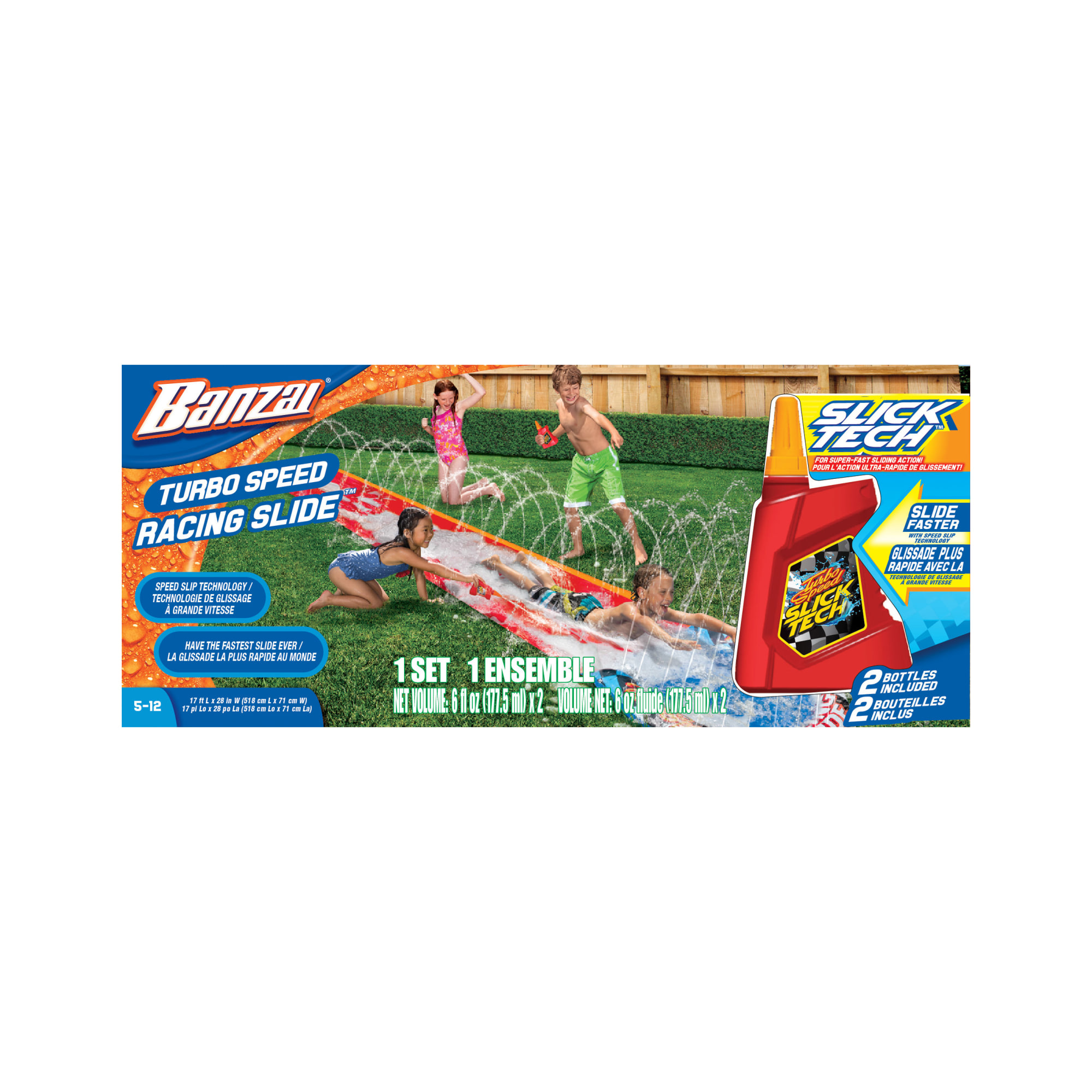 Banzai Turbo Speed Inflatable Racing Slide W/ Slick Tech Solution, 17 ft x 28 in, Children 5+ years - image 3 of 4