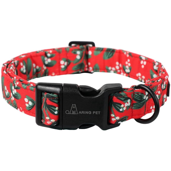 Collar de perro Aring Pet ajustable de algodón rojo navideño de 2,5 cm
