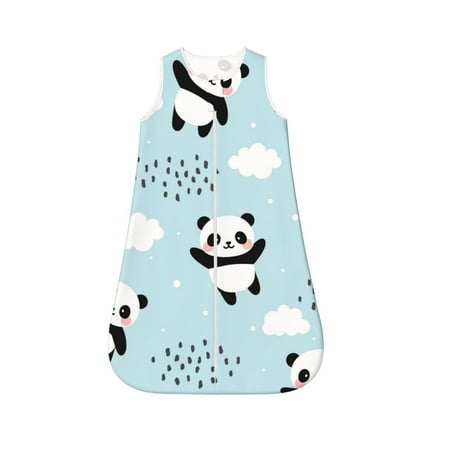 

Fotbe Cute Panda Bear Pattern Sleep Sack - Baby Wearable Blanket with Zipper Extra Soft Cotton Sleeveless Sleeping Bag for Infants-Medium