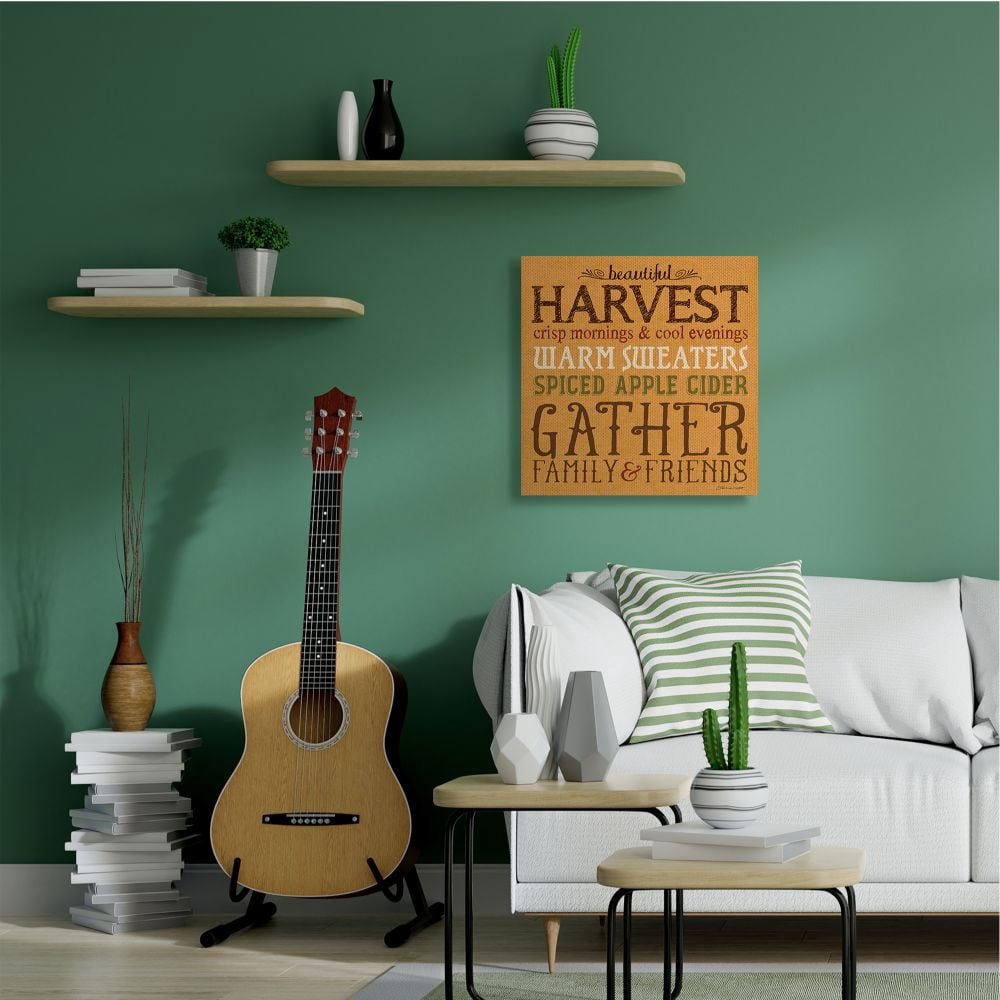 Stupell Industries Beautiful Harvest Fall Autumn Seasonal Word Design Canvas Wall Art by Stephanie Workman Marrott