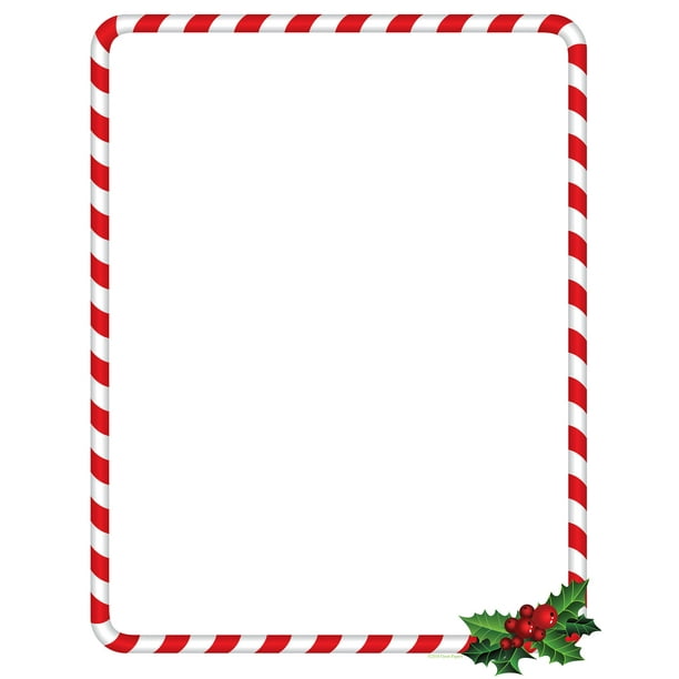 Great Papers! Candy Cane Holly Holiday Letterhead, 8.5" x 11", 80