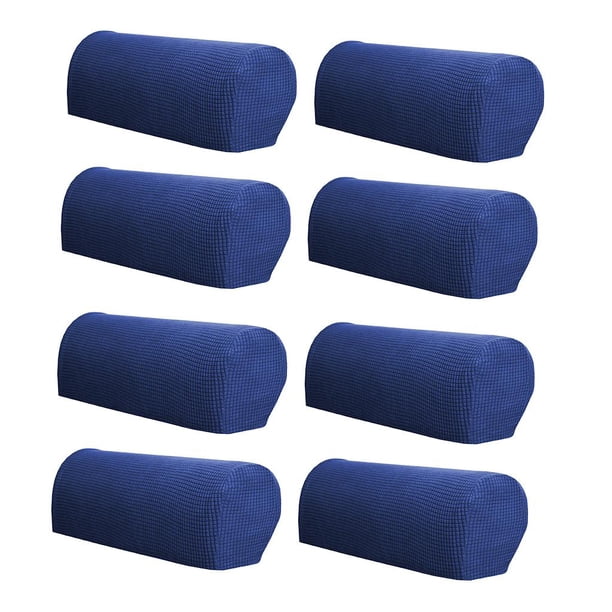 Juego de 8 fundas protectoras de franela a cuadros para reposabrazos de sofá. Fundas suaves para reposabrazos. Azul oscuro
