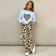 thumbnail image 5 of FSYBOA Girls Graphic Outfit Set, 2 Piece Elastic Waist Girls Crew Neck Tops and Flare Pants Blue Size 11-12T, 5 of 7