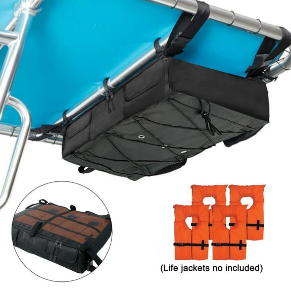 sunsanly Boat T Top Bag Waterproof Heavy Duty Grade Holds 4/6 Life Jackets Large Capacity Yacht Pontoon Bimini Float Top Hanging Storage Bag