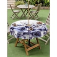 thumbnail image 3 of Purple Blooms Floral Outdoor Tablecloth - 60 Inch Round Dining Table Cover, Farmhouse Spring Flowers Botanical Waterproof Outdoor Table Cloth with Umbrella Hole & Zipper for Picnic/Patio/Party, 3 of 7