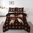 thumbnail image 3 of Manfei Vintage Art Bowknot Full Size Comforter Sets for Kids, Chic Fashion Polkadot Bedding Comforter Set, Rugby Football Print Reversible Bedding Sets, Microfiber Bedroom Decor, 3pcs, 3 of 8