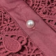 thumbnail image 6 of Winter Dresses for Women Lace Wedding Guest Dresses Solid Color Lantern Sleeve Button Round Neck Long Formal Dress, 6 of 8