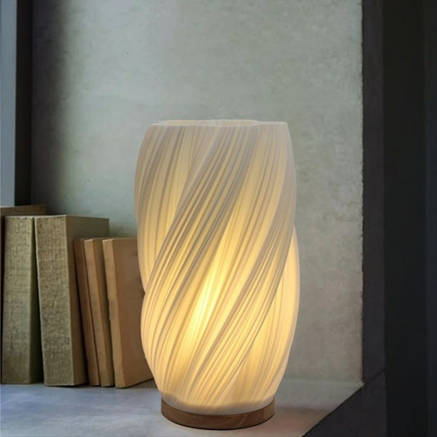 Lámparas de Noche para Mesita de Noche Lámpara de Noche Pequeña A Rayas Vintage Diseño de Jarrón Luz Recargable Breeze C