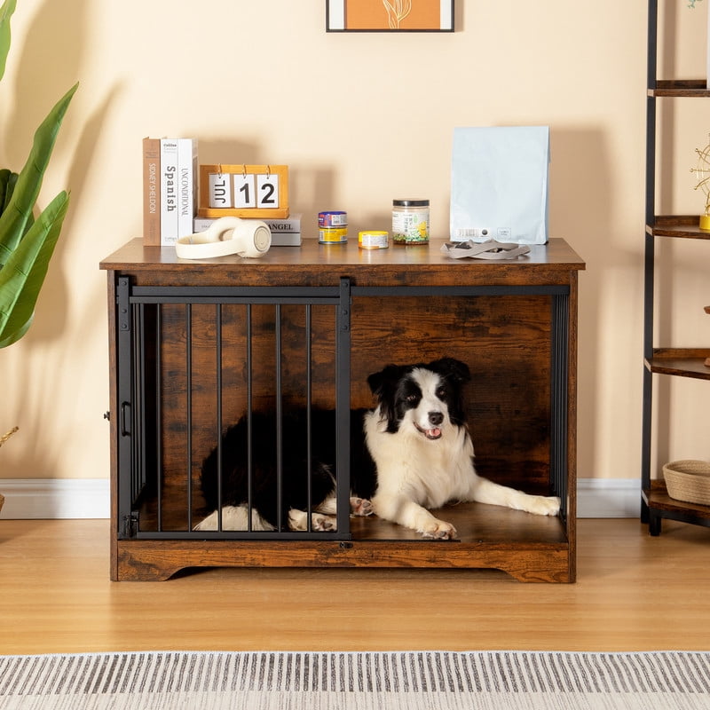 Photo inspiration: Rustic Outdoor Dog Crate With Waterfall Reference: Hzuaneri Furniture Style Dog Crate Dog Kennels Rustic Brown And