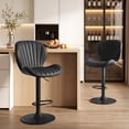 thumbnail image 2 of Exnote Bar Stools Set of 2, Modern Swivel Adjustable Bar Chairs, Faux Leather Upholstered Counter Height Bar Stools with Backrest, Comfort Barstools for Kitchen Island, Home Bar, Black, 2 of 7
